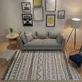 Sikunuo | Casual Novelty Rug in Ivory Geometry Stripes Triangle Print Rug Polyester Washable Rug for Home Decoration