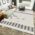 Sikunuo | Casual Novelty Rug in Ivory Geometry Diamond Stripes Print Rug Polyester Washable Rug for Living Room