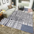 Sikunuo | Simple Novelty Carpet in White Stripes Geometric Print Area Rug Polyester Washable Carpet for Bedroom