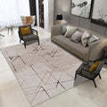 Sikunuo | Novelty Bedroom Rug in Ivory and Brown Geometric Triangle Print Rug Polyester Washable Area Rug