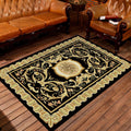 Sikunuo | Moroccan living room rug in black and yellow floral print rug polyester area rug