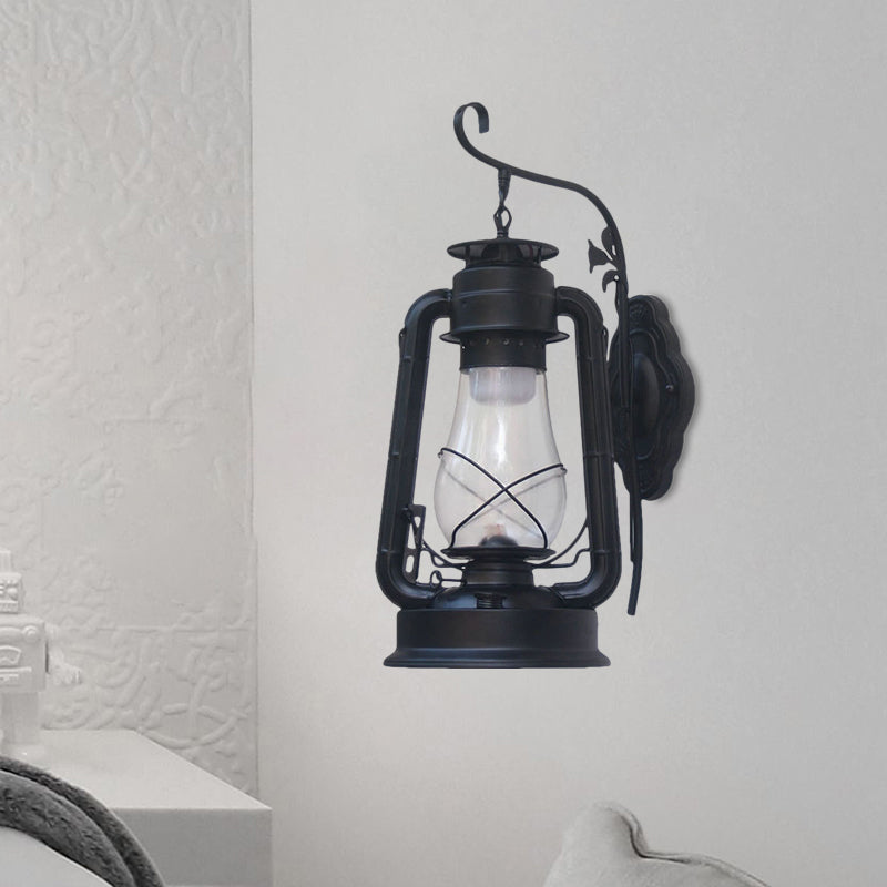 Sikunuo | 1 Bulb Kerosene Wall Mounted Light Fixture Coastal Style Black/Bronze/Copper Clear Glass Lighting