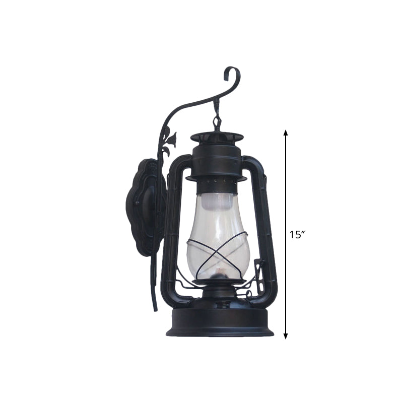 Sikunuo | 1 Bulb Kerosene Wall Mounted Light Fixture Coastal Style Black/Bronze/Copper Clear Glass Lighting