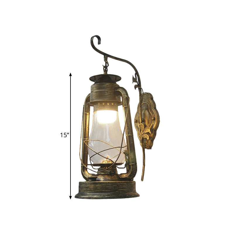 Sikunuo | 1 Bulb Kerosene Wall Mounted Light Fixture Coastal Style Black/Bronze/Copper Clear Glass Lighting