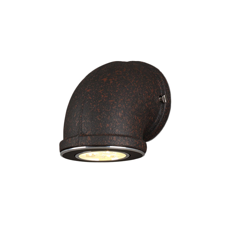 Sikunuo | Iron Black Surface Wall Sconce Water Pipe/Cage/Fist-shaped 1-Bulb Industrial Style Wall Mounted Light Fixture