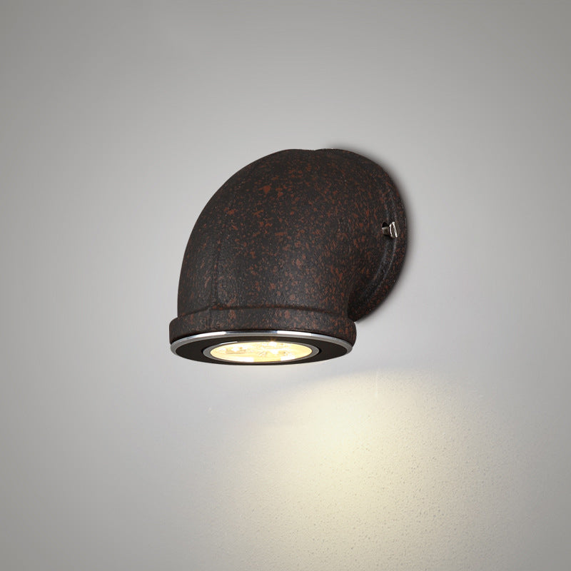 Sikunuo | Iron Black Surface Wall Sconce Water Pipe/Cage/Fist-shaped 1-Bulb Industrial Style Wall Mounted Light Fixture