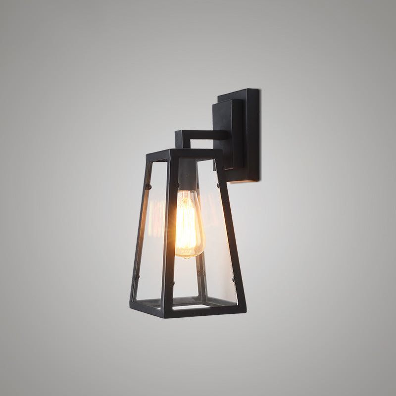 Sikunuo | Iron Black Surface Wall Sconce Water Pipe/Cage/Fist-shaped 1-Bulb Industrial Style Wall Mounted Light Fixture