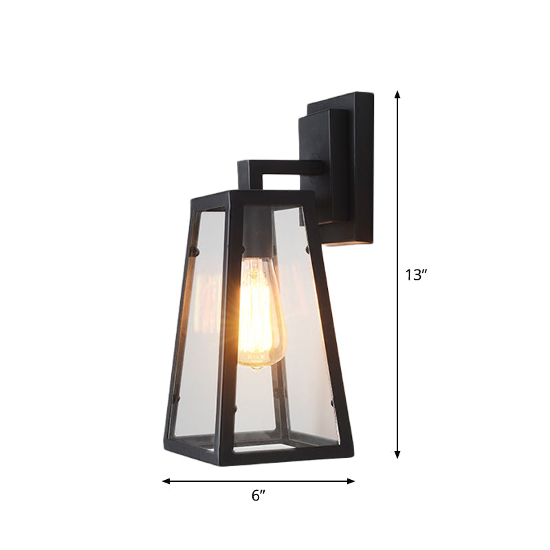 Sikunuo | Iron Black Surface Wall Sconce Water Pipe/Cage/Fist-shaped 1-Bulb Industrial Style Wall Mounted Light Fixture