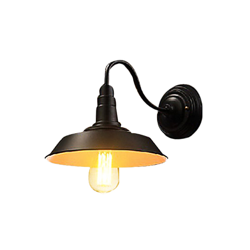 Sikunuo | Iron Black Surface Wall Sconce Water Pipe/Cage/Fist-shaped 1-Bulb Industrial Style Wall Mounted Light Fixture