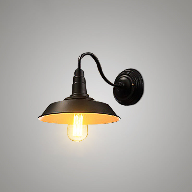Sikunuo | Iron Black Surface Wall Sconce Water Pipe/Cage/Fist-shaped 1-Bulb Industrial Style Wall Mounted Light Fixture