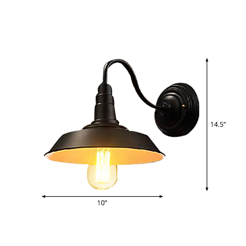 Sikunuo | Iron Black Surface Wall Sconce Water Pipe/Cage/Fist-shaped 1-Bulb Industrial Style Wall Mounted Light Fixture
