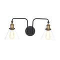 Sikunuo | 2 Lights Bright Glass Sconce Lamp Industrial Style Black Cone/Bowl Living Room Wall Lighting Idea