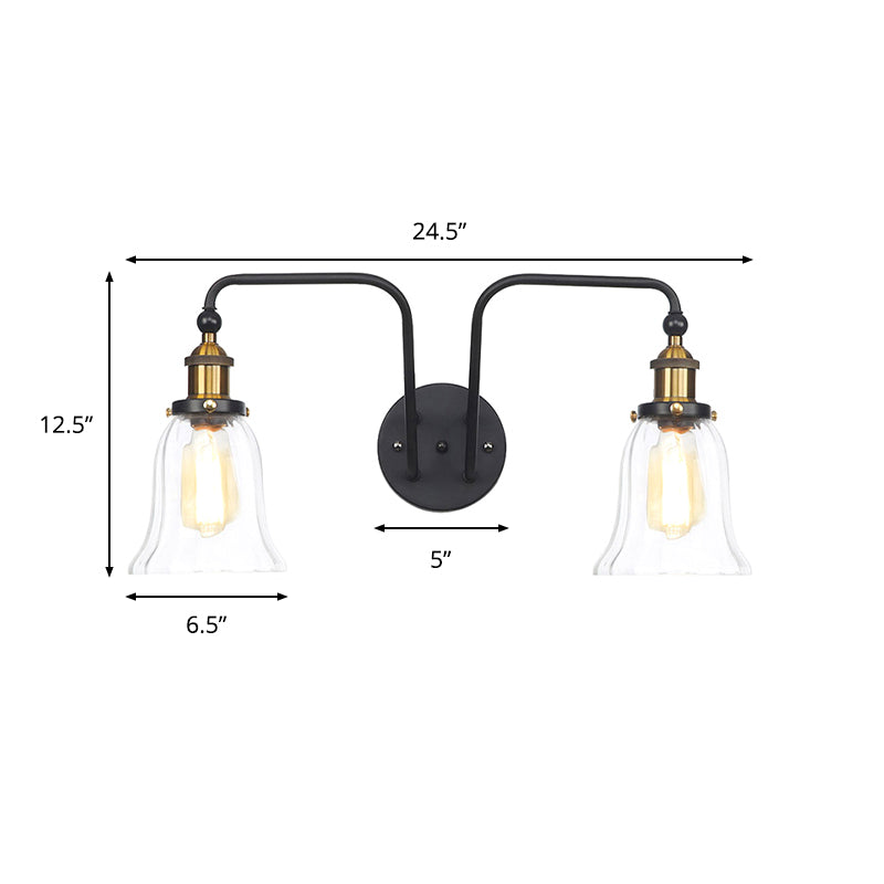 Sikunuo | Pears/Bubbles Indoor Wall Lamp Factory Clear Glass 2 Lights Wall Lamp Fixture in Black