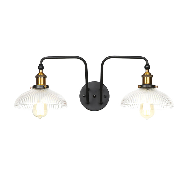 Sikunuo | Black Globe/Sconce Wall Lamp Industrial Design Clear Glass 2 Lights Dining Room Wall Lighting