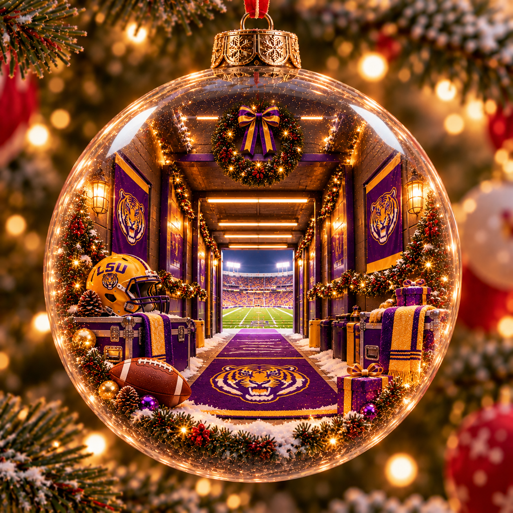 Geaux All the Way – Light-Up College Football Christmas Globe Ornament