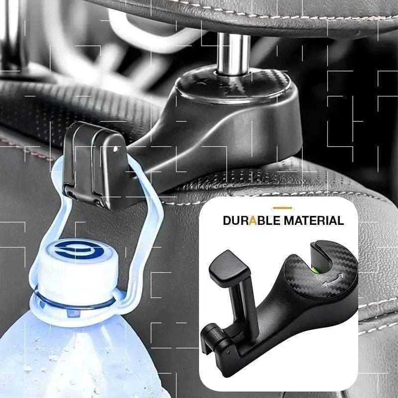 Sikunuo | 2-in-1 Car Headrest Hooks – Holds Bags & Serves as Smartphone Holder