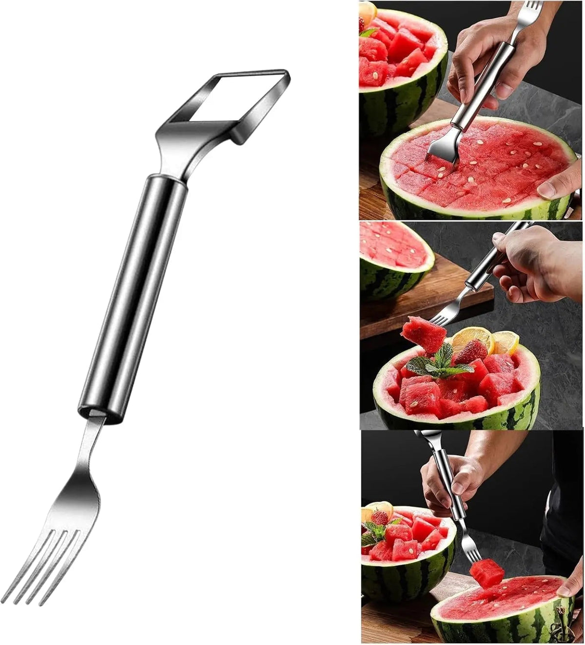 Sikunuo | 2-in-1 Stainless Steel Watermelon Cutter – Cut & Serve with just one tool