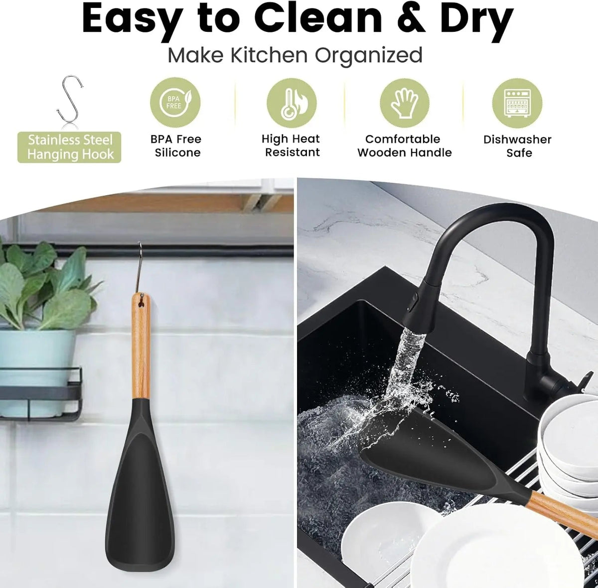 Sikunuo | 2-in-1 Silicone Cooking and Serving Spoon