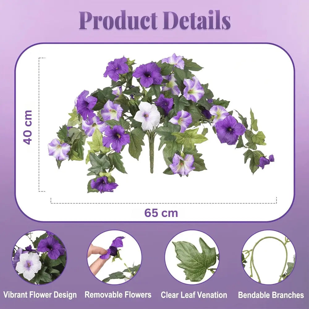 Sikunuo | Artificial Spring Petunias made of Silk – Perfect for Calm Home Accents