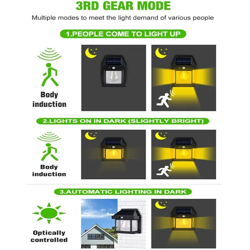 Sikunuo | Solar-powered LED outdoor wall light – Perfect for gardens, patios, garages, and entrances