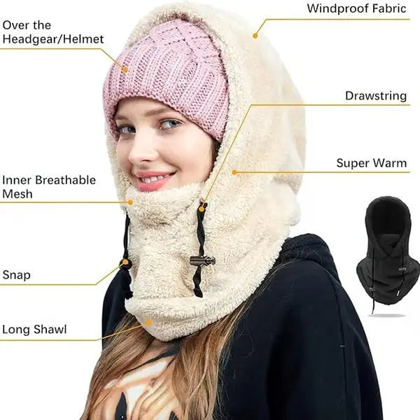 Sikunuo | Windproof Sherpa Hooded Ski Mask for Ultimate Cold PRedection