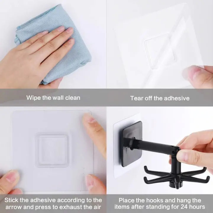 Sikunuo | 360° Redating Folding Hook – Space-saving & Self-adhesive