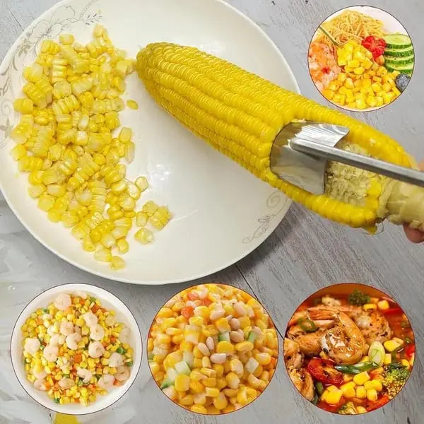 Sikunuo | Stainless Steel Corn Peeler with Long Handle for Quick Peeling