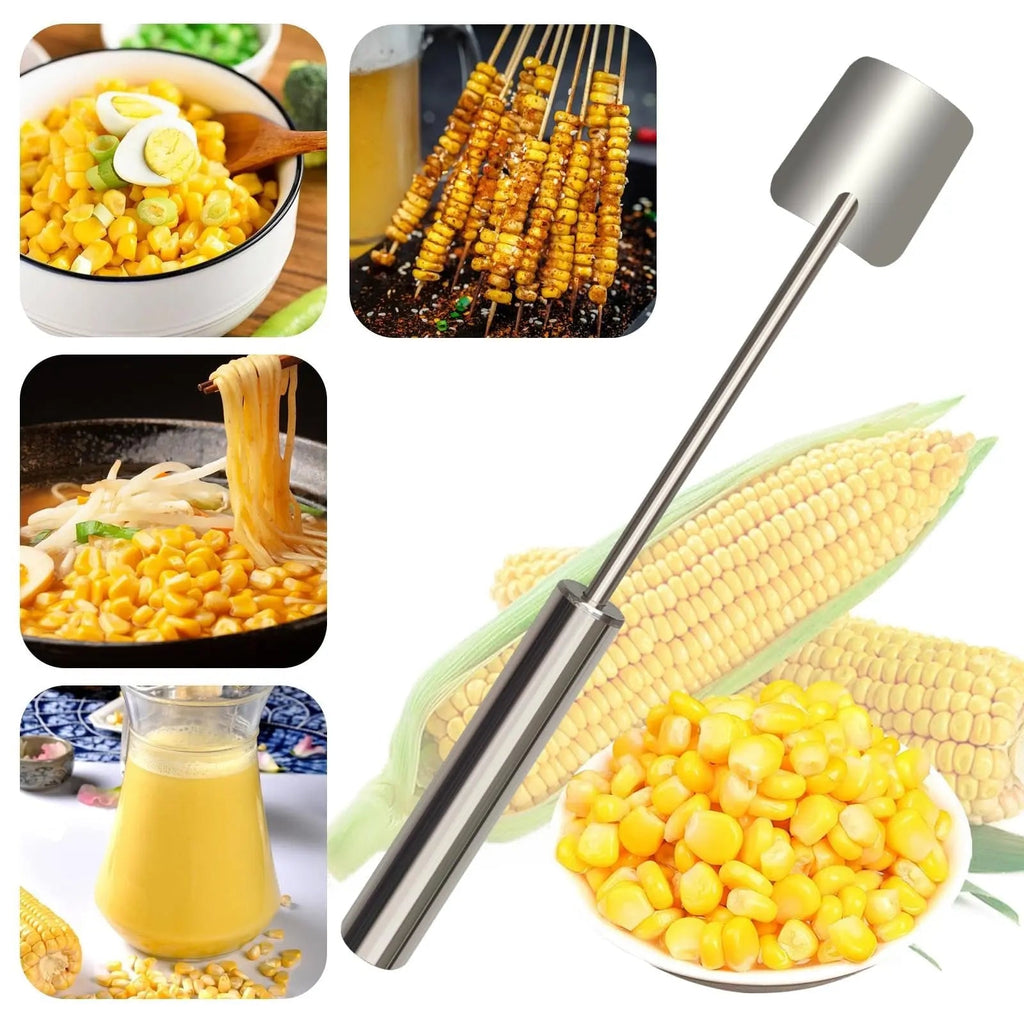 Sikunuo | Stainless Steel Corn Peeler with Long Handle for Quick Peeling