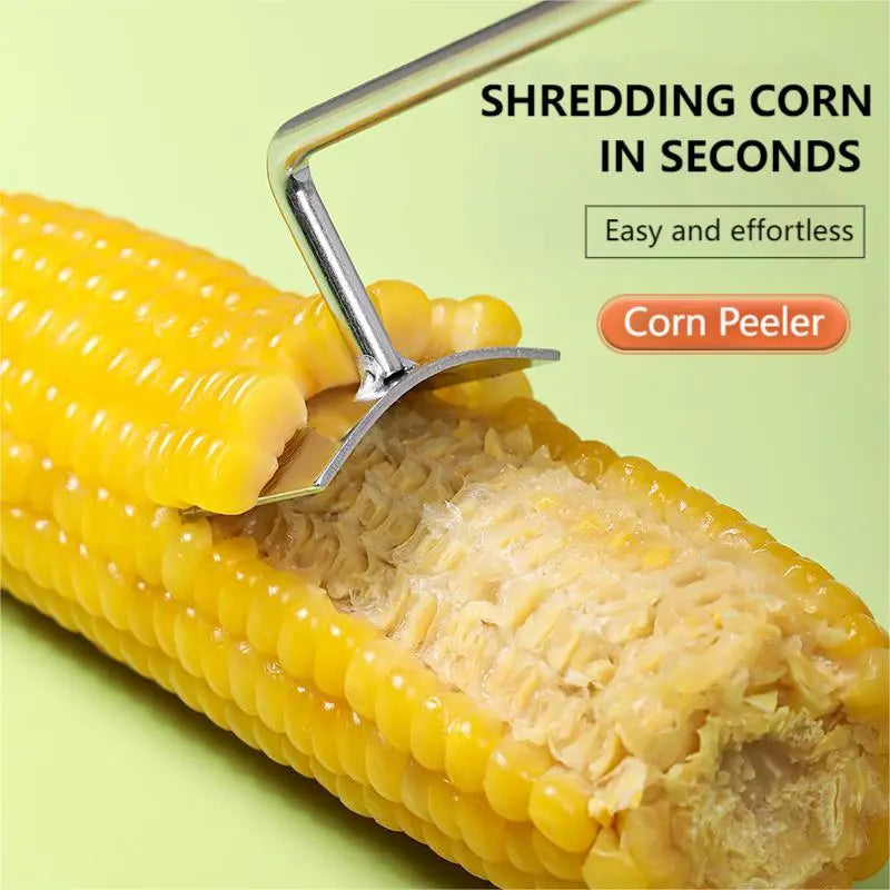 Sikunuo | Stainless Steel Corn Peeler with Long Handle for Quick Peeling