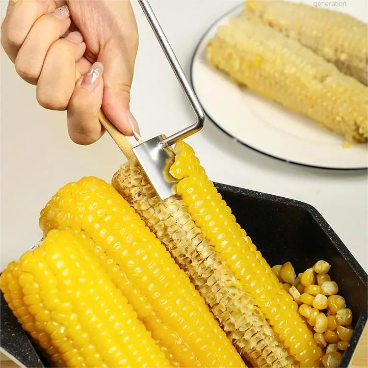 Sikunuo | Stainless Steel Corn Peeler with Long Handle for Quick Peeling