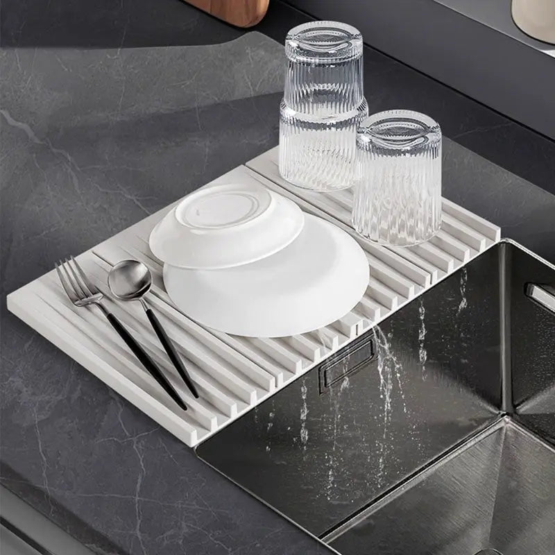 Sikunuo | Collapsible Silicone Draining Mat – Heat Resistant Kitchen Drying Mat