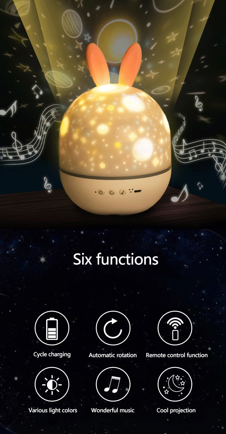 Sikunuo | LED Universe Stars Bunny Projector Night Light