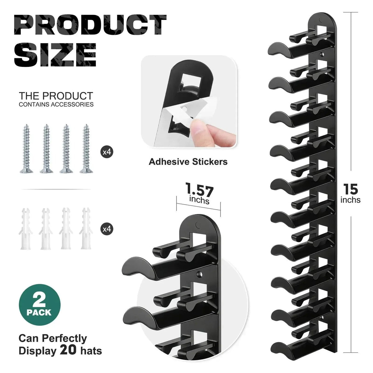 Hat Hook for Wall 2 Pack Hat Organizer