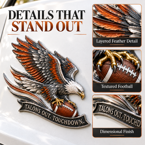 "Talons Out. Touchdown!" Premium Metal Eagle Car Emblem