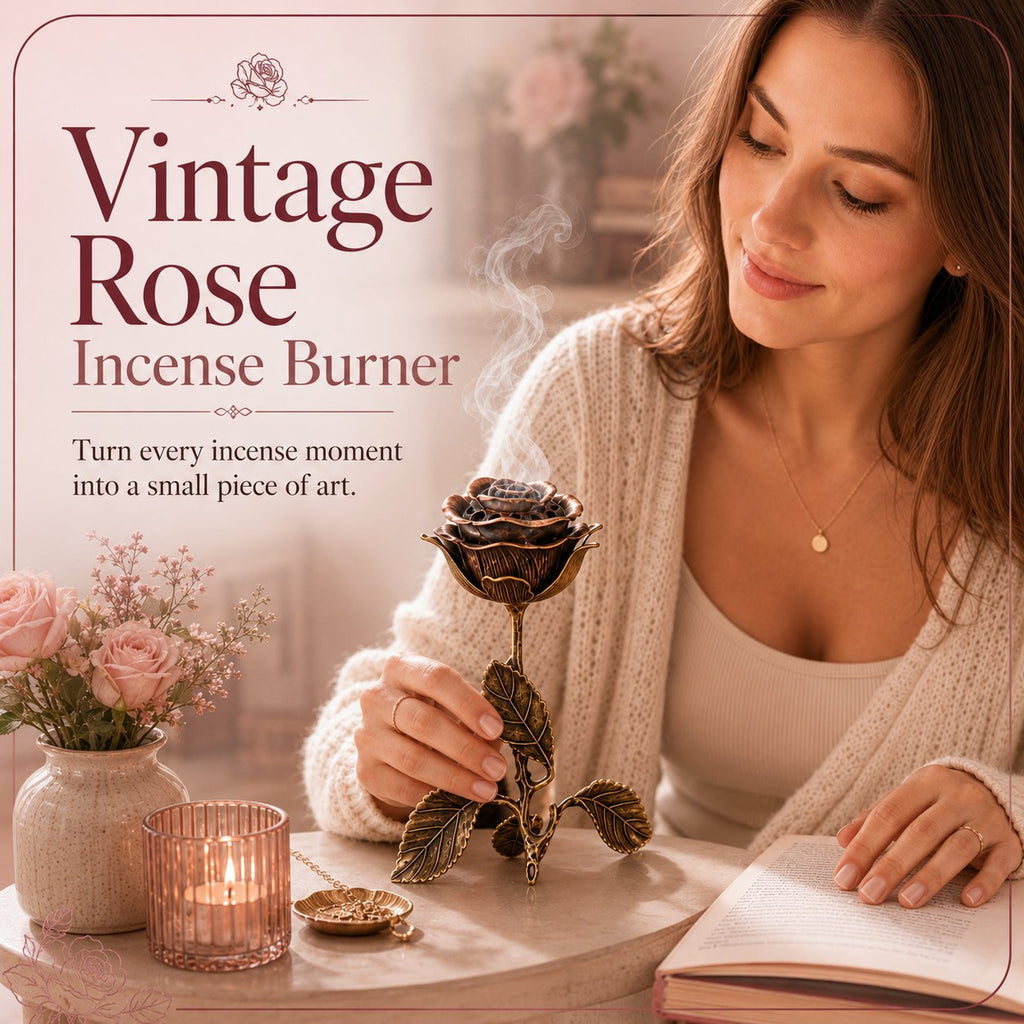 🌹💕 Vintage Rose Incense Burner – A Thoughtful Gift for Meditation & Relaxation Lovers ✨🕯️