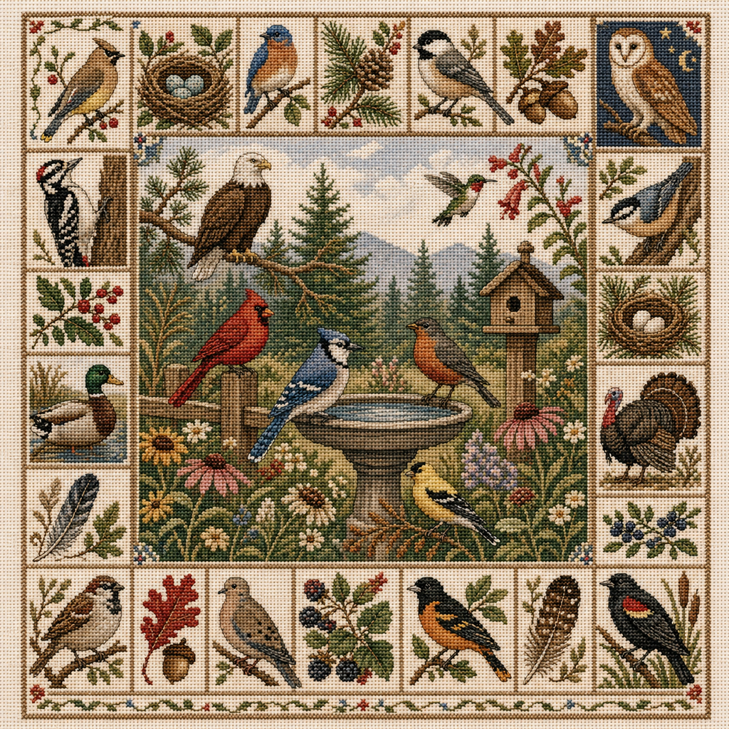 Birds of America Cross Stitch Kit