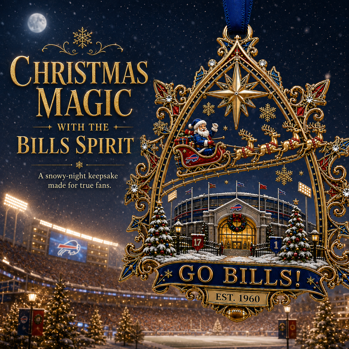 GO BILLS! Christmas Stadium Keepsake Ornament