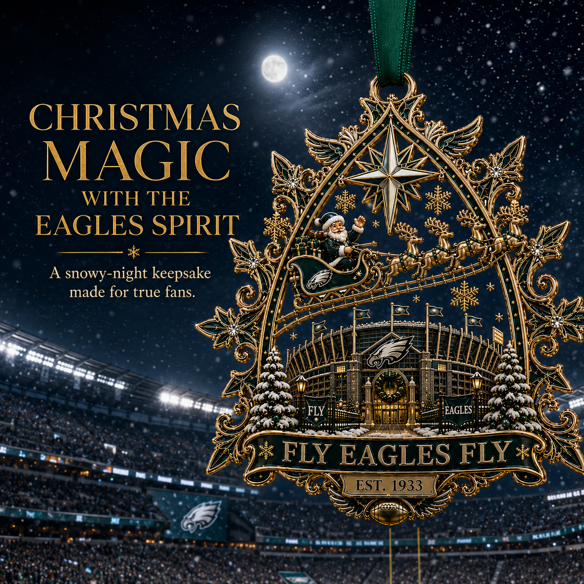 FLY EAGLES FLY Christmas Stadium Keepsake Ornament