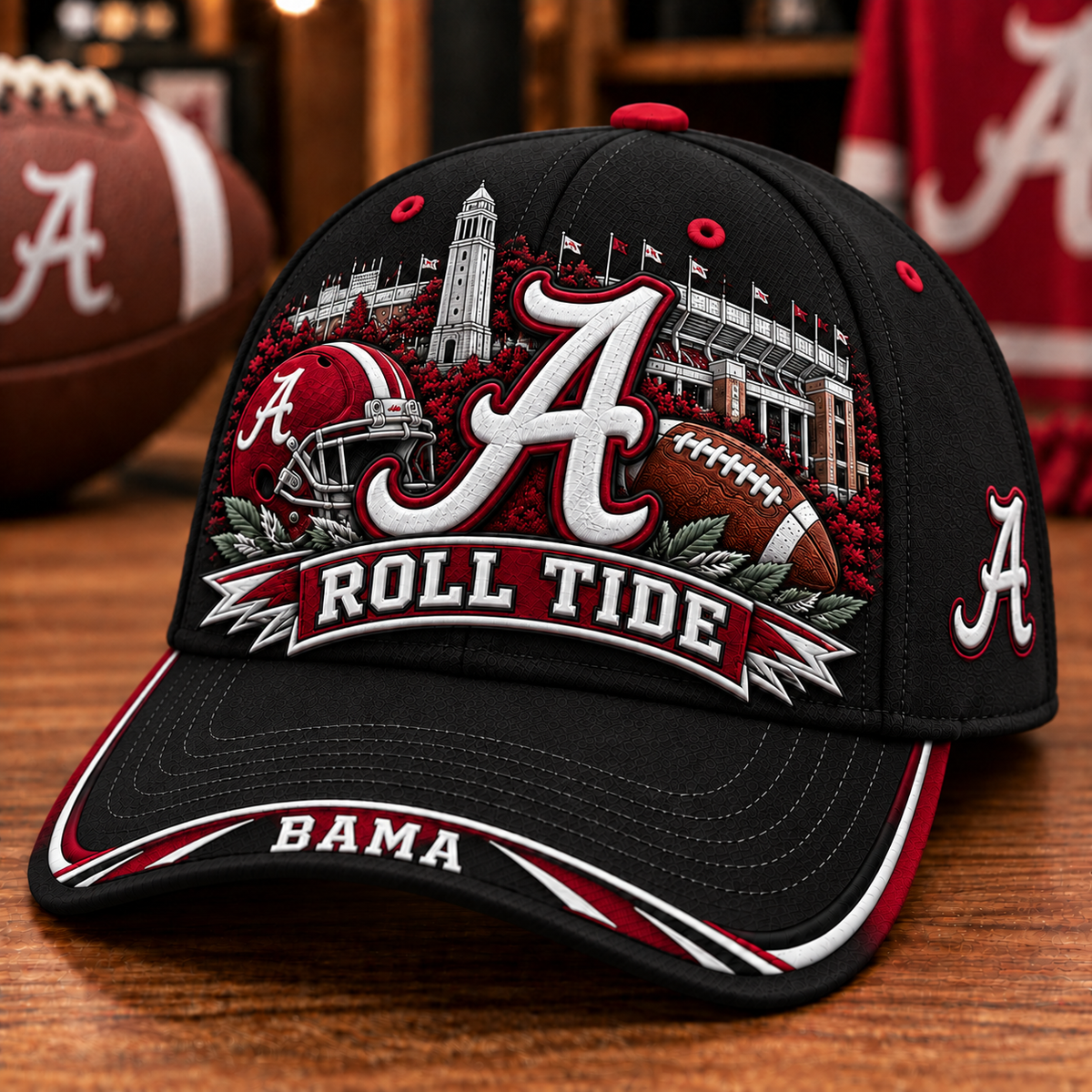 ROLL TIDE Crimson Football Fan Cap