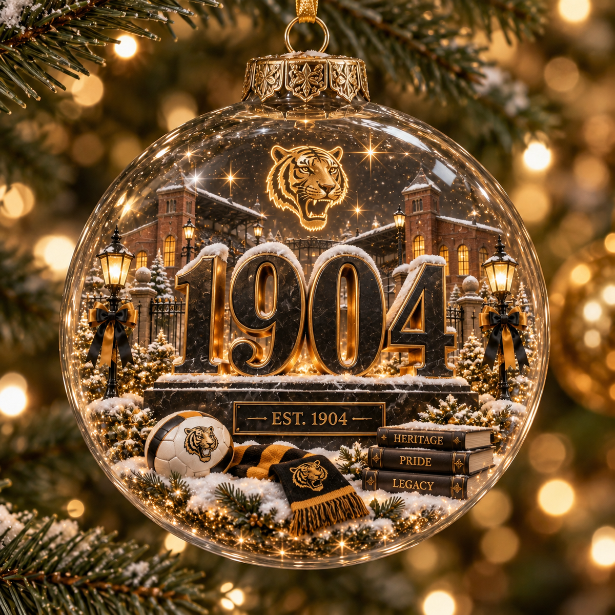 Roar with Pride Light-Up Football Heritage Ornament