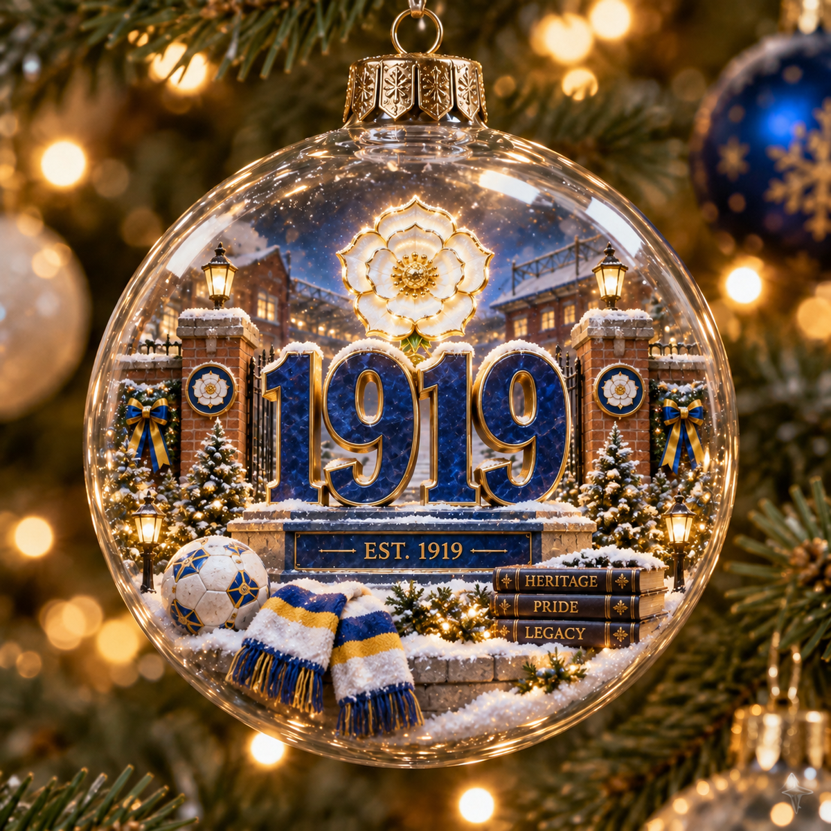 White Rose Legacy Light-Up Football Heritage Ornament