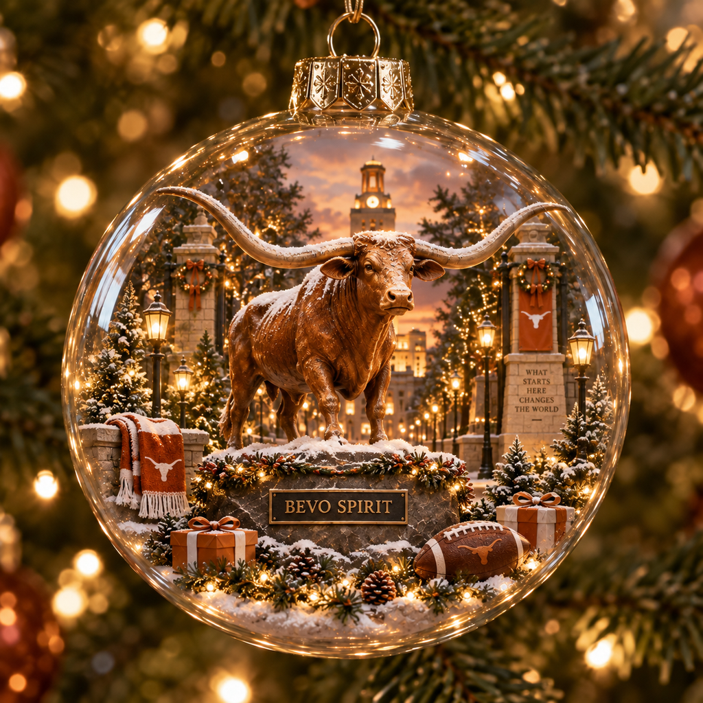 Hook ’Em – Light-Up College Football Heritage Christmas Ornament