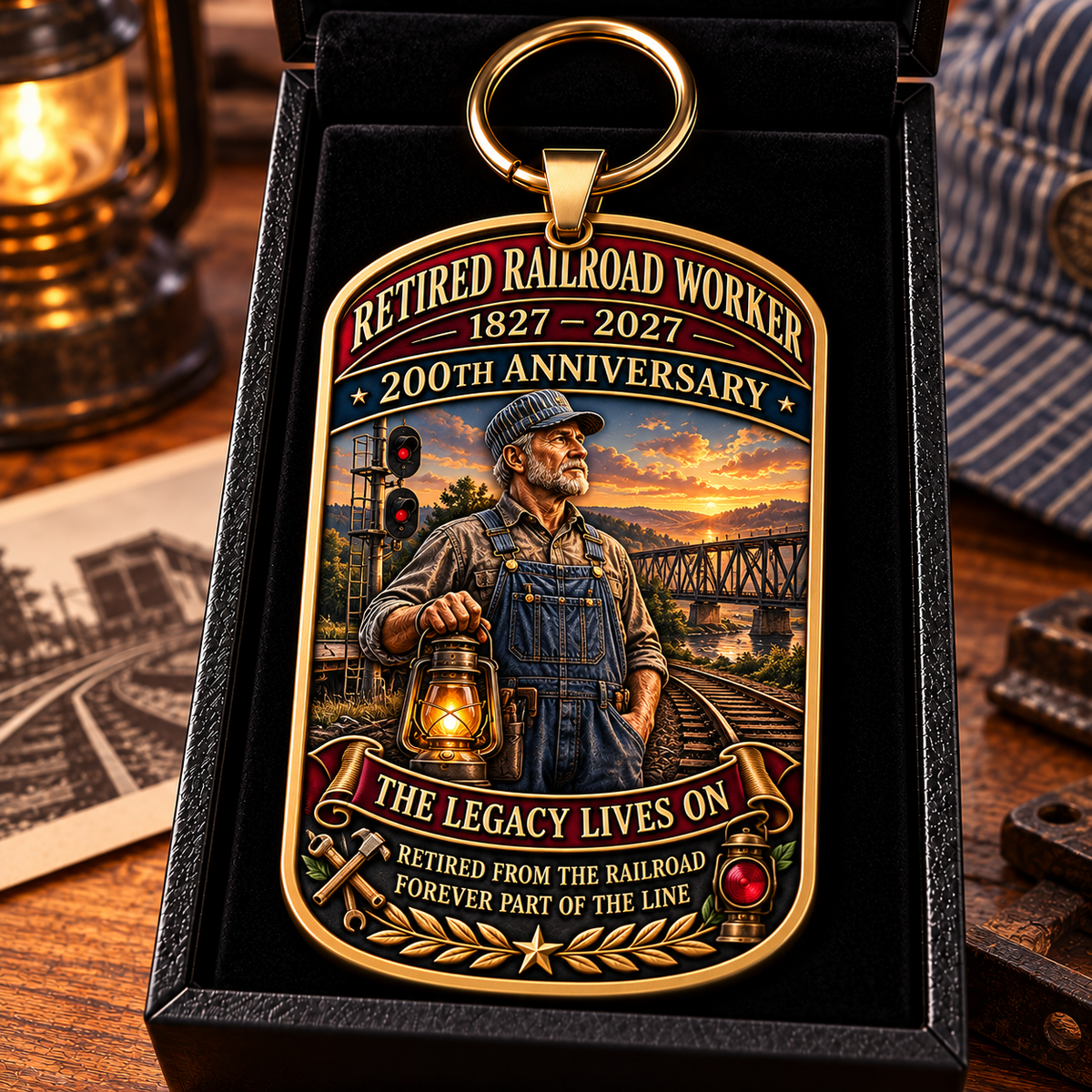 Retired Railroad Worker 200th Anniversary Commemorative Keychain