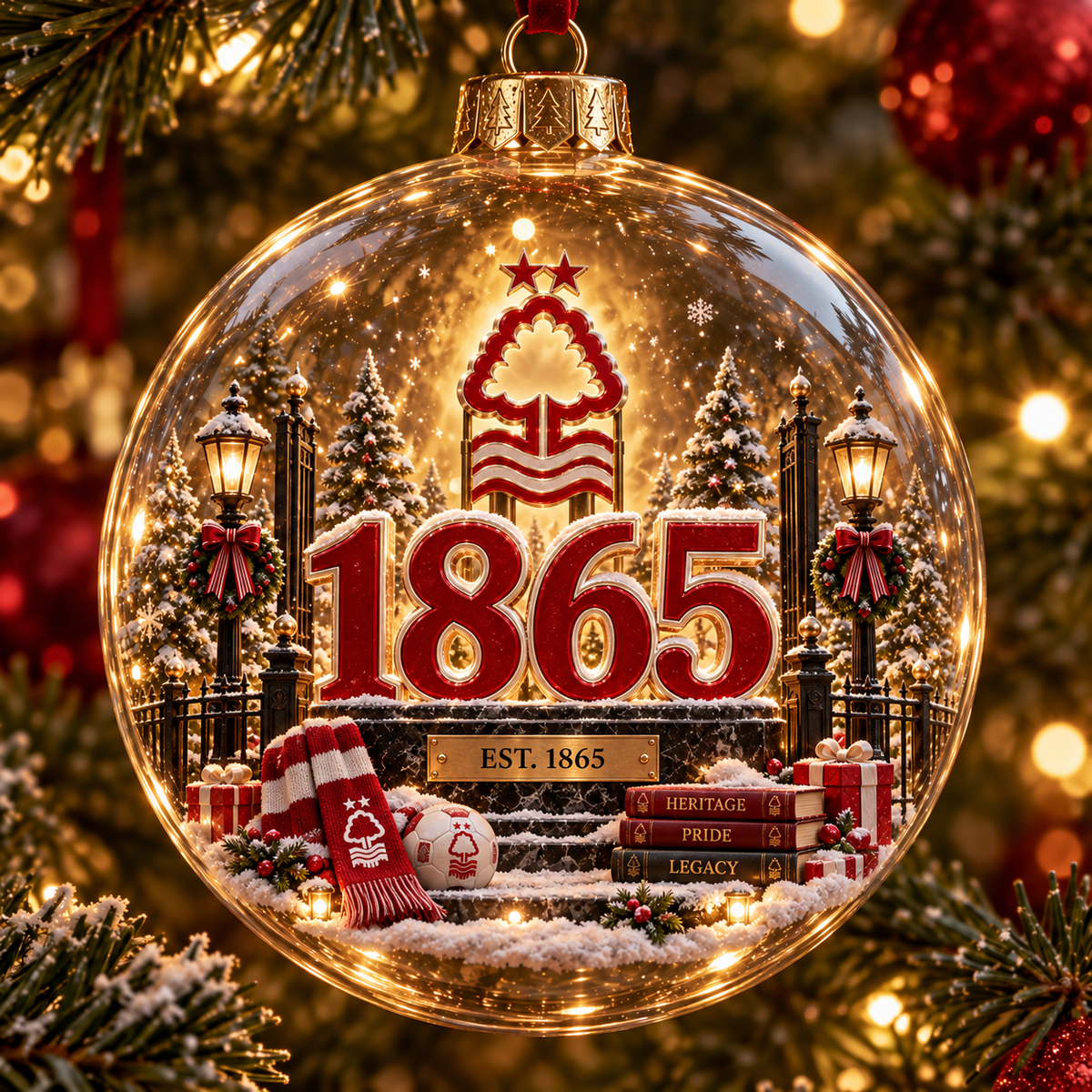 FOREST LEGACY — Light-Up Football Heritage Diorama Ornament