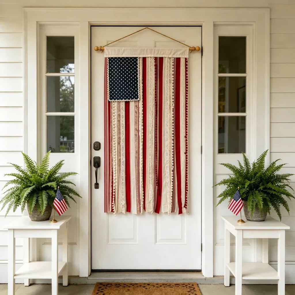 4 x 2.3 Ft Lighted Rag American Flag Banner - 🎆 USA 250th Celebration