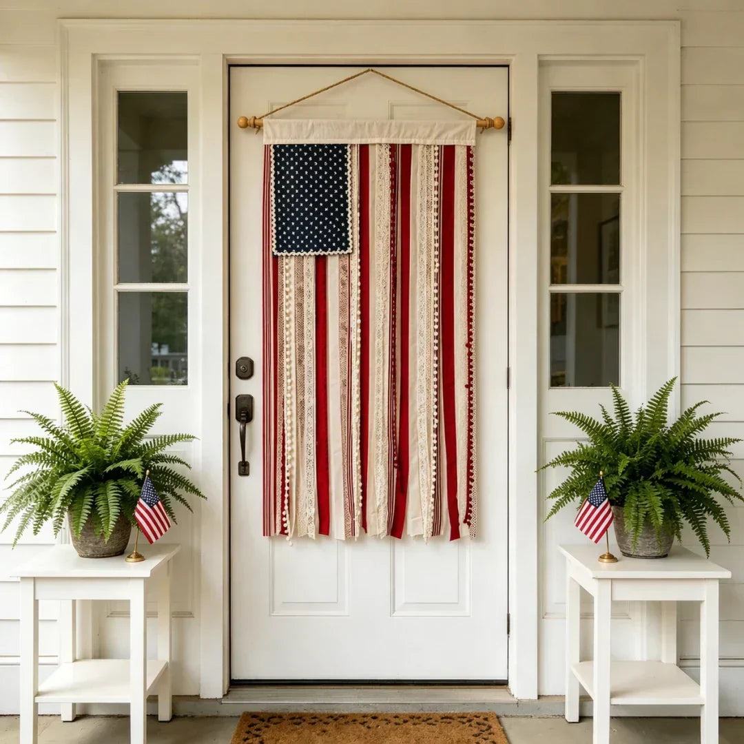 4 x 2.3 Ft Lighted Rag American Flag Banner - 🎆 USA 250th Celebration