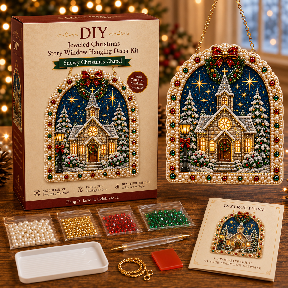DIY Jeweled Christmas Story Window Hanging Ornament Kit