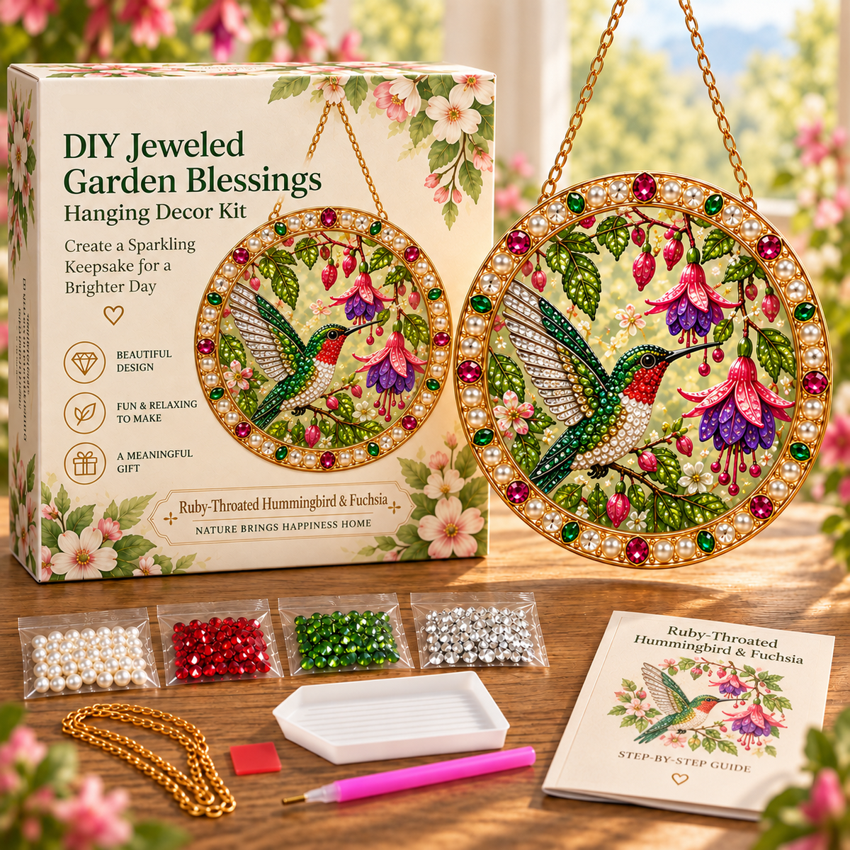DIY Jeweled Garden Blessings Hanging Decor Kit