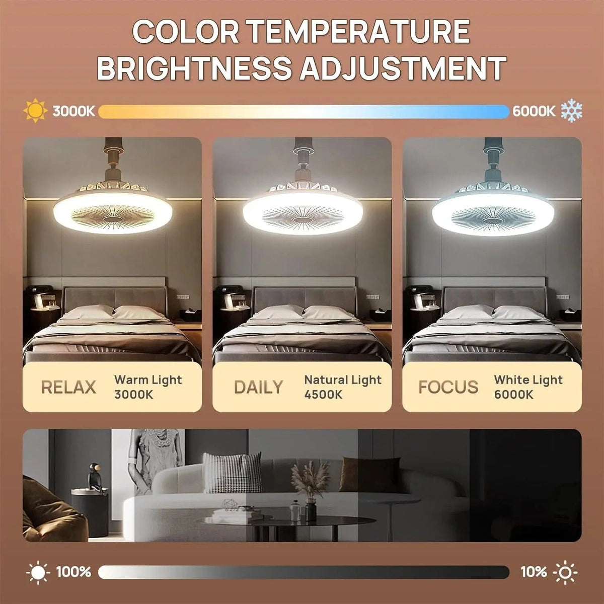 Sikunuo | 2-in-1 Ceiling Lamp with Fan – Controllable via Remote Control