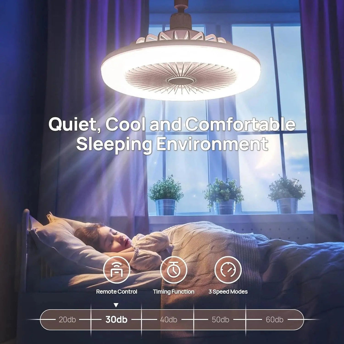 Sikunuo | 2-in-1 Ceiling Lamp with Fan – Controllable via Remote Control